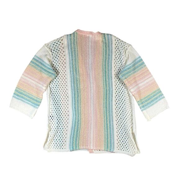 POL Pastel Stripes Knit Open Cardigan - L - Picture 5 of 5